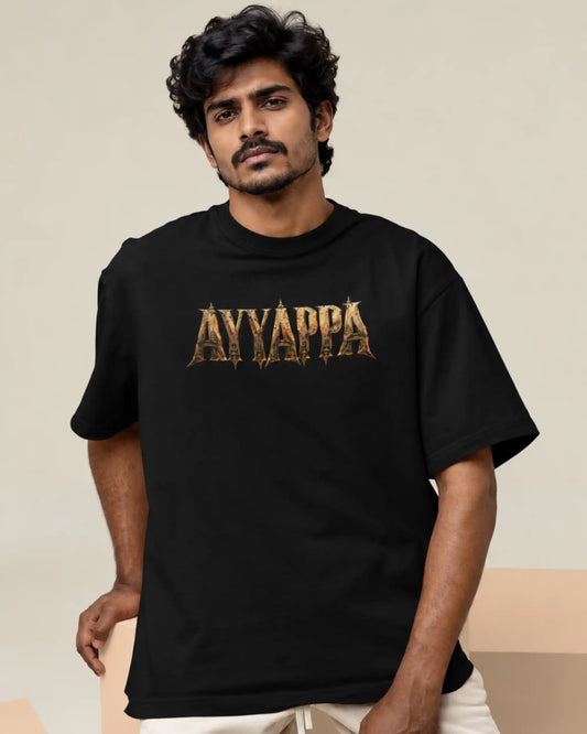 🔥🛕 Ayyappa Gold Legacy Plus-Size T-Shirt – Mythology Graphic Tee | 180 GSM Cotton S–7XL | AWBlack