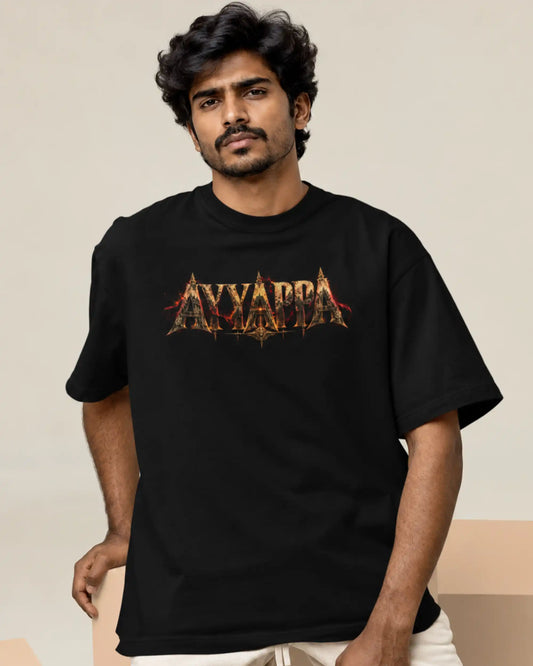 🔥🛕 Ayyappa Sacred Power Plus-Size T-Shirt – Mythology Graphic Tee | 180 GSM Cotton S–7XL | AWBlack