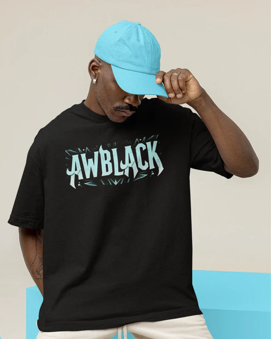 AWBlack logo plus size tshirt in black oversized fit – 240 GSM