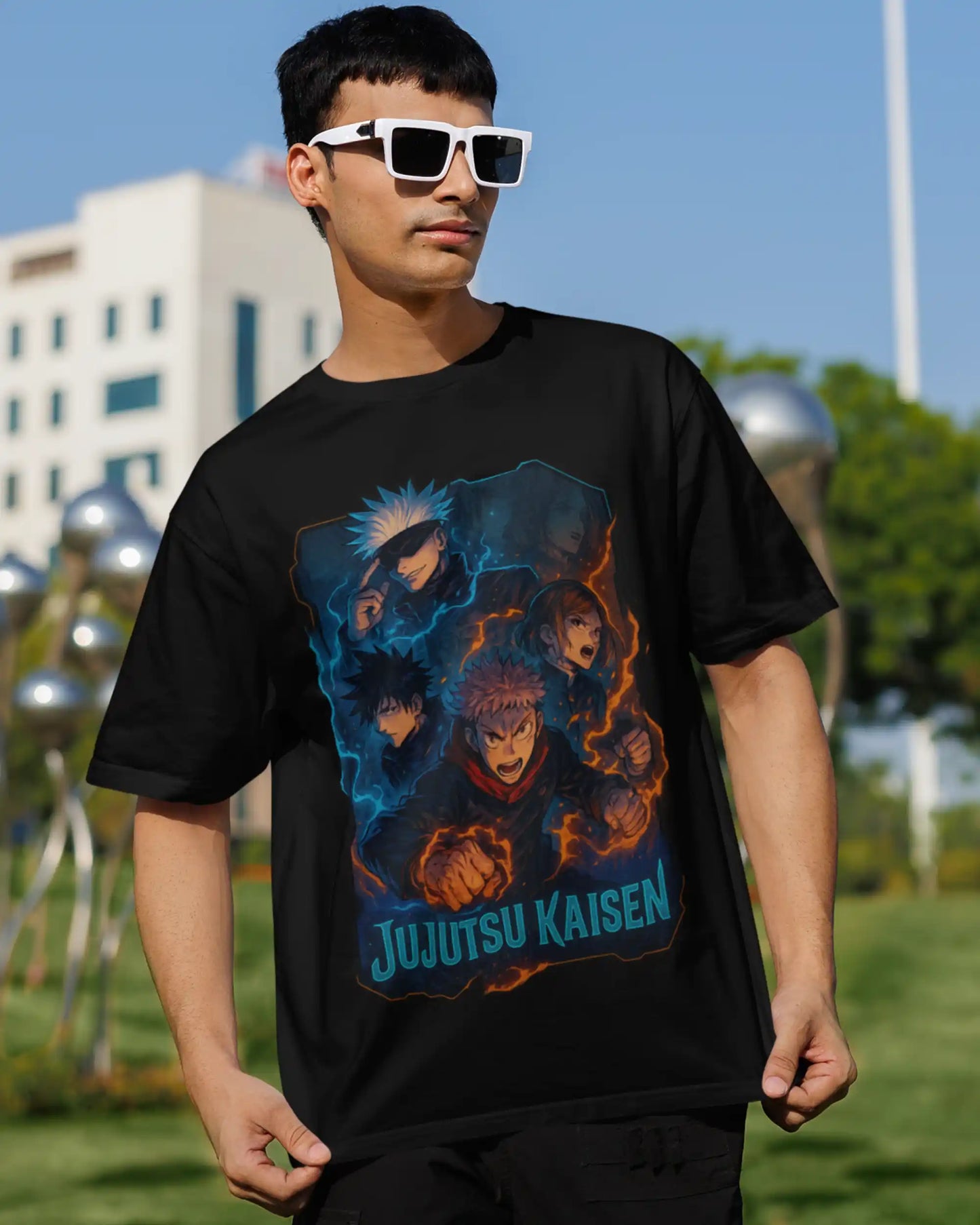 Jujutsu Kaisen Main Characters Premium Multi-Fit T-Shirt | Anime Oversize & Regular | 100% Cotton | 180 GSM | S to 7XL