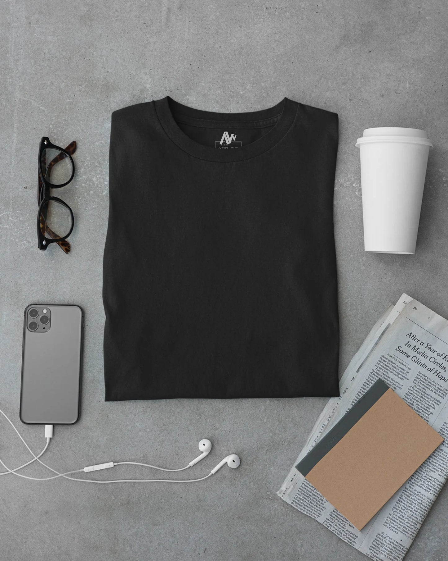 AWBlack Pure Black Classic – Solid Black Premium T-Shirt | Oversize Regular Fit | Plus Size T-Shirt | S to 7XL