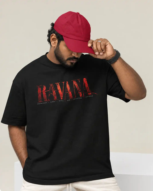 🔥🛕 Ravana Dark King Plus-Size T-Shirt – Mythology Graphic Tee | 180 GSM Cotton S–7XL | AWBlack
