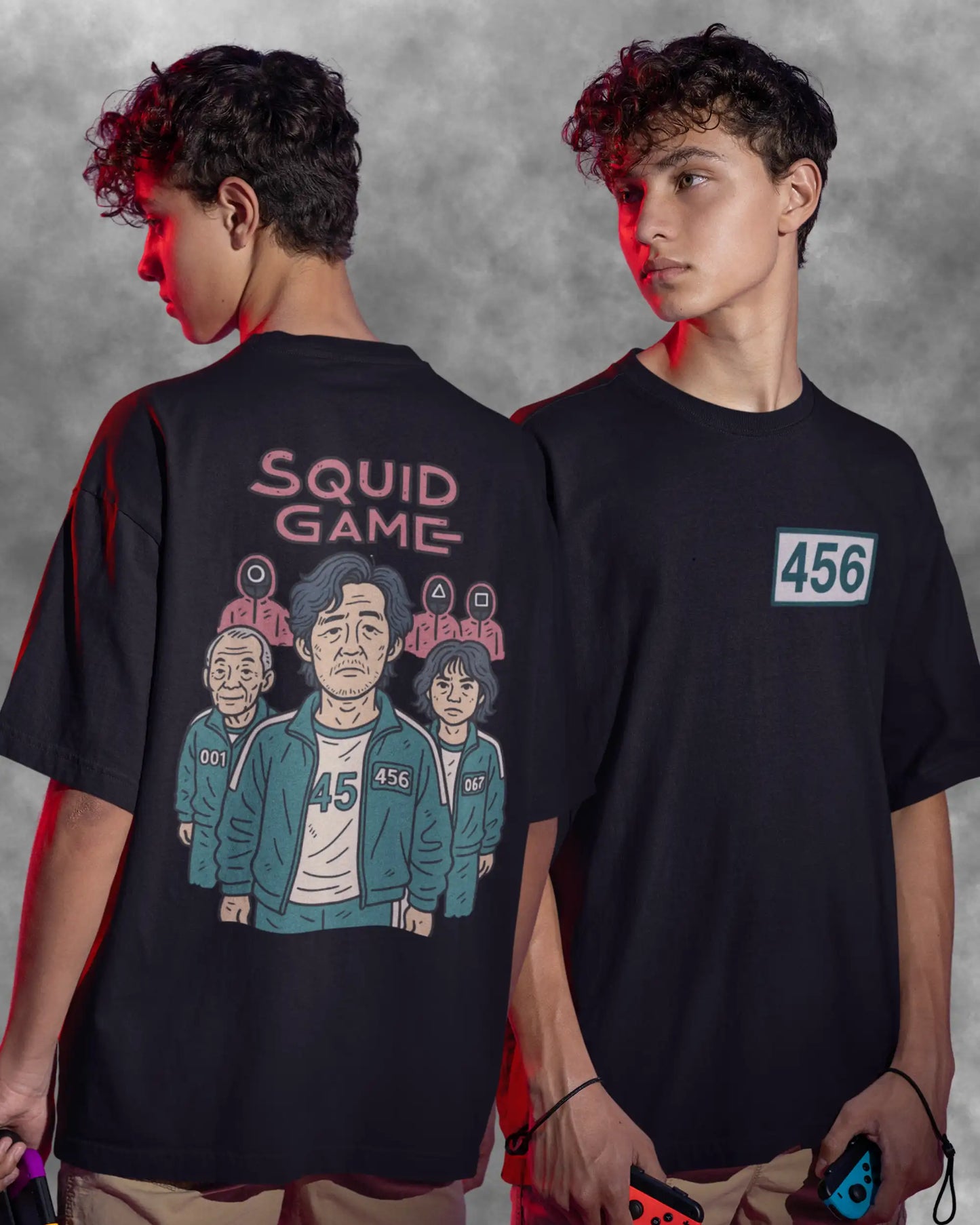 Squid Game Player 456 Oversized T-Shirt | Front & Back Design | Premium 180 GSM