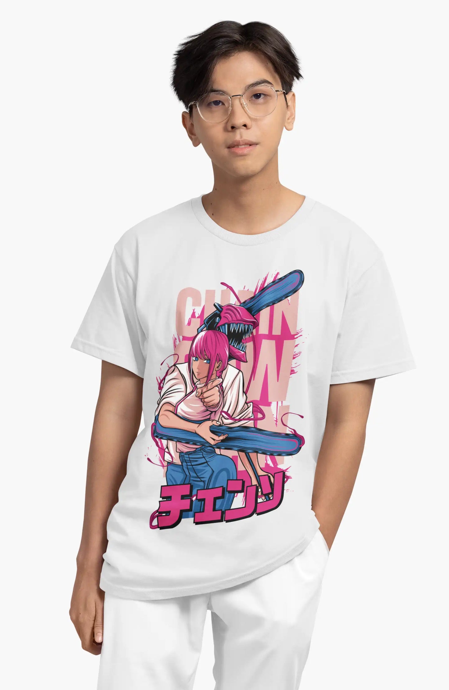 Plus-Size Chainsoul Demon Anime T-Shirt | 180 GSM Cotton | S–7XL | AWBlack