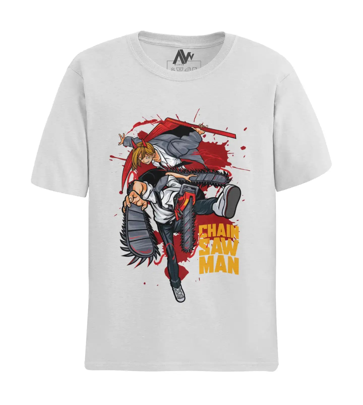 Plus-Size Denji & Power Chainsaw Man T-Shirt | 180 GSM Cotton | S–7XL | AWBlack