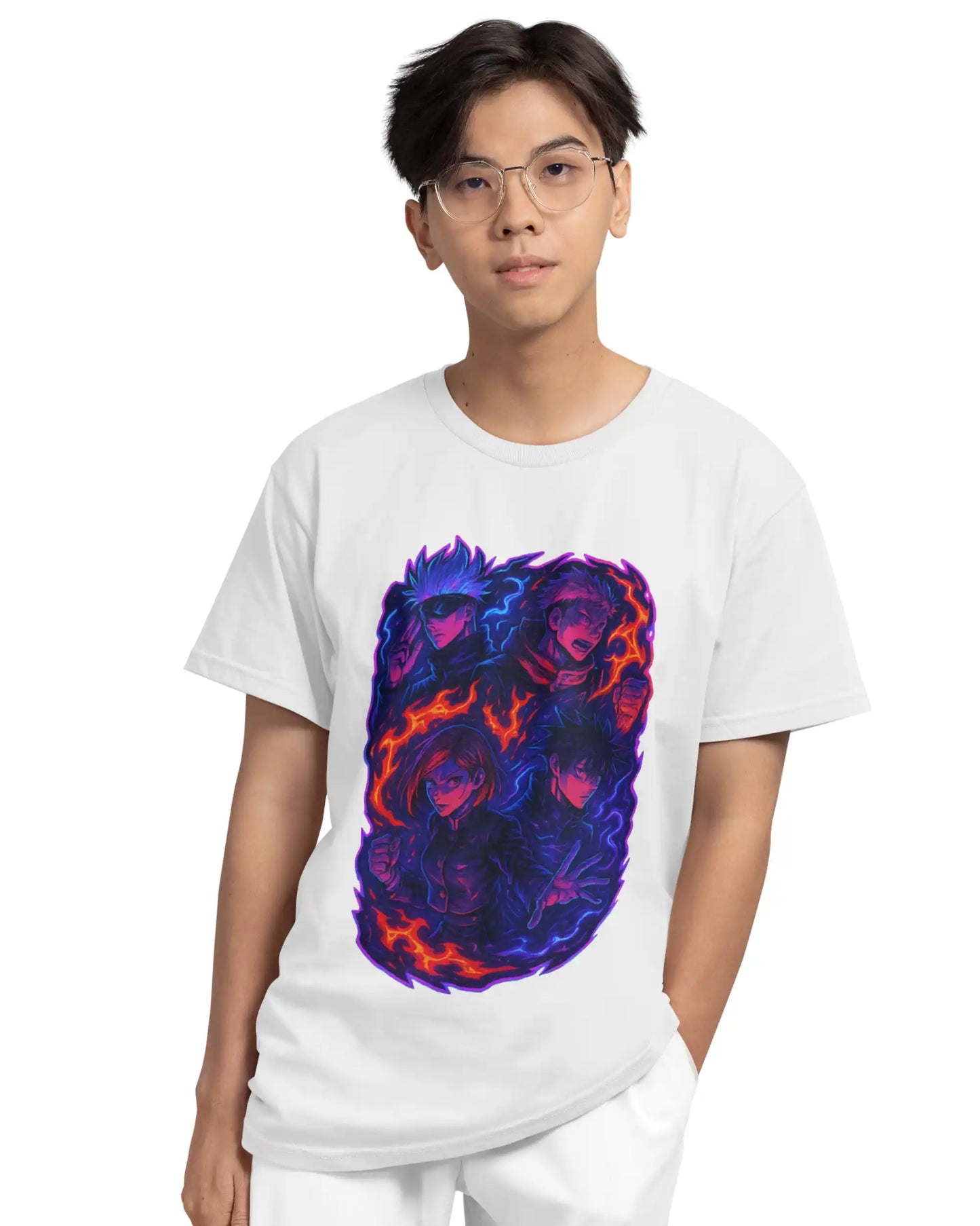 Jujutsu Kaisen Main Sorcerers Plus-Size T-Shirt | Gojo, Yuji & Team 180 GSM Anime Tee S–7XL | AWBlack