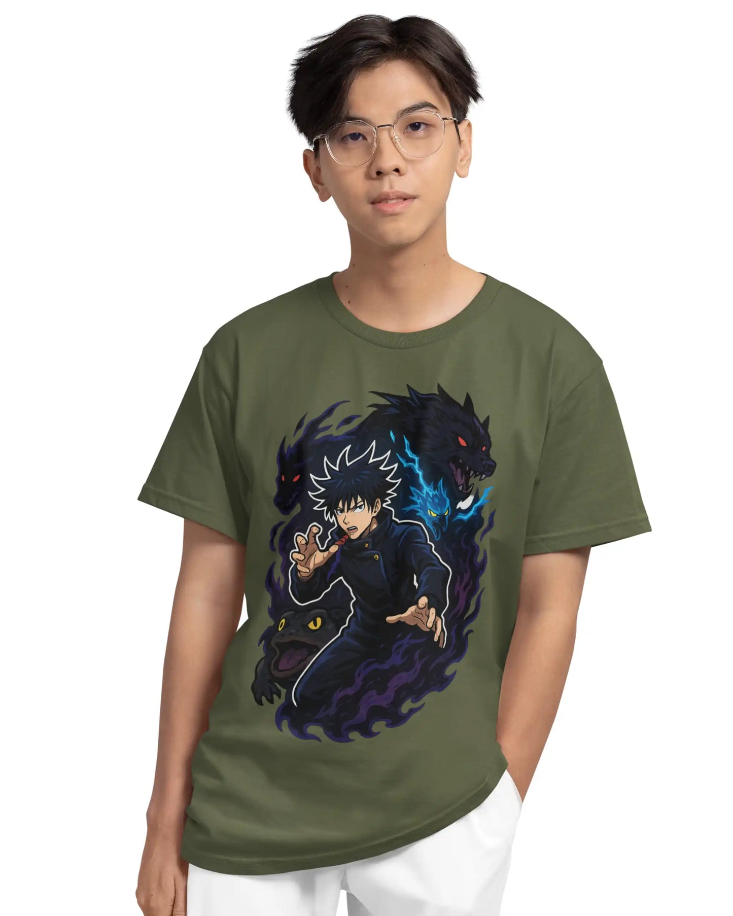 AWBlack jujutsu-kaisen-megumi-fushiguro-divine-shikigami-tshirt