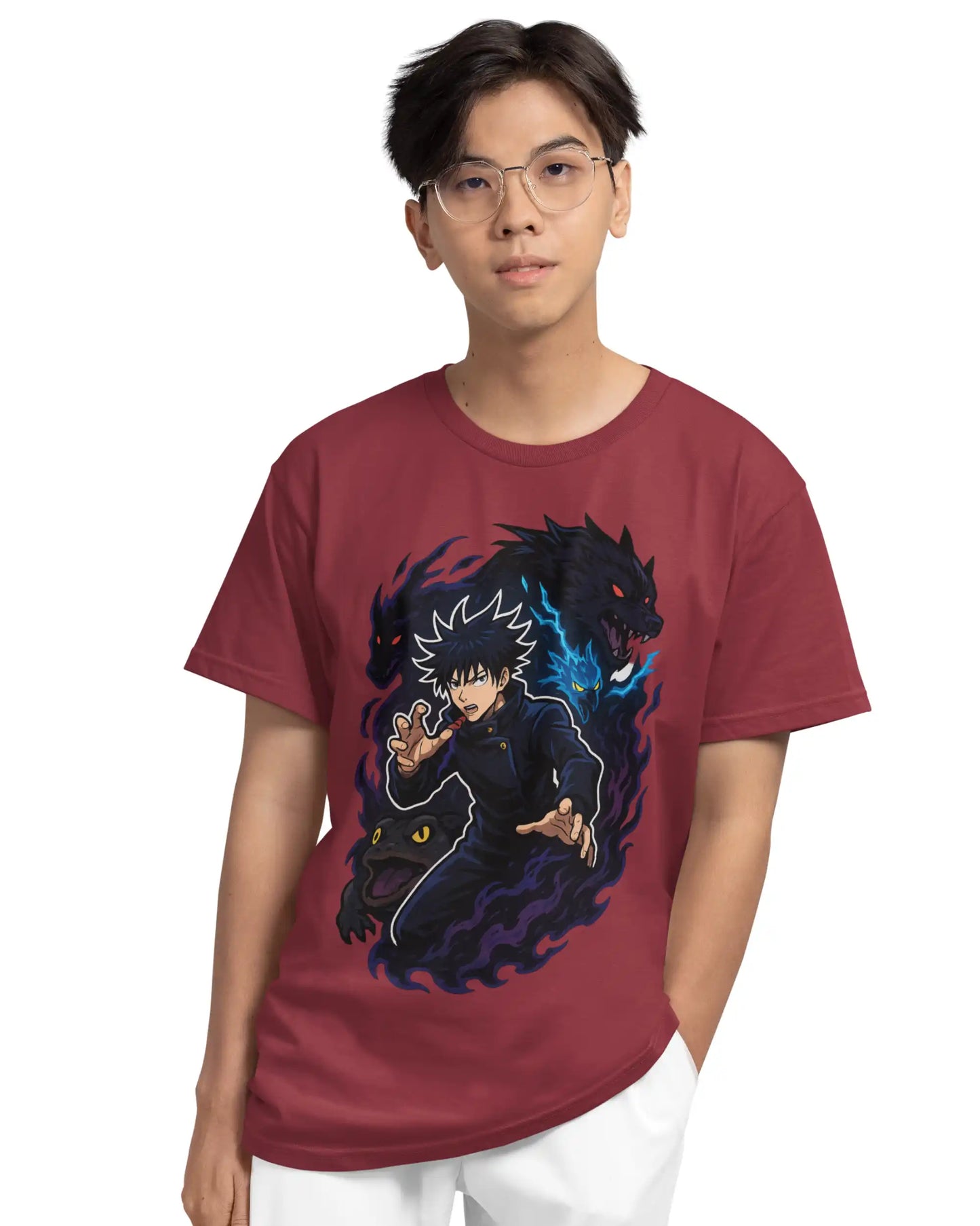 AWBlack jujutsu-kaisen-megumi-fushiguro-divine-shikigami-tshirt