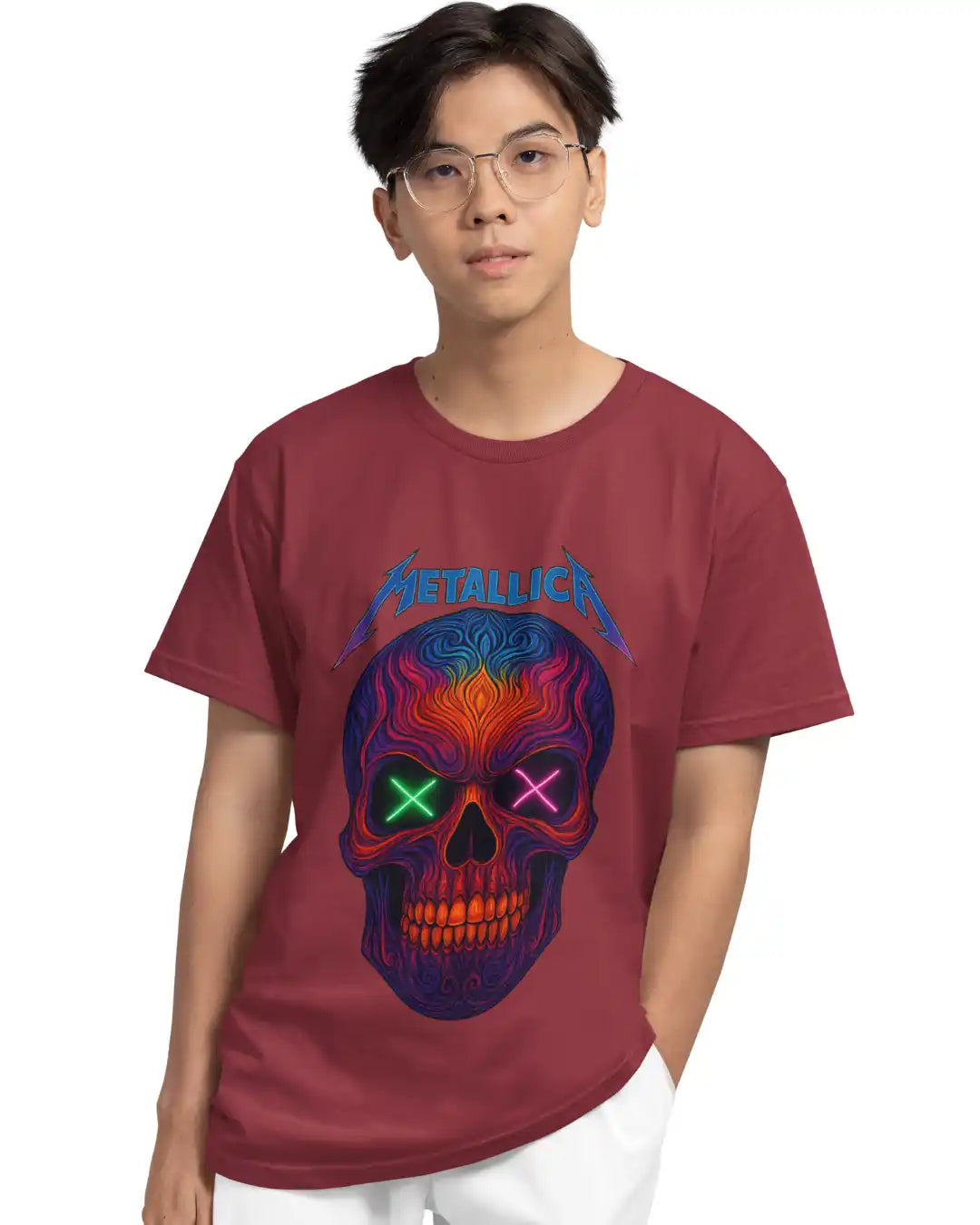 Neon Skull Metal T-Shirt | Multi-Fit Premium 180 GSM | S-7XL