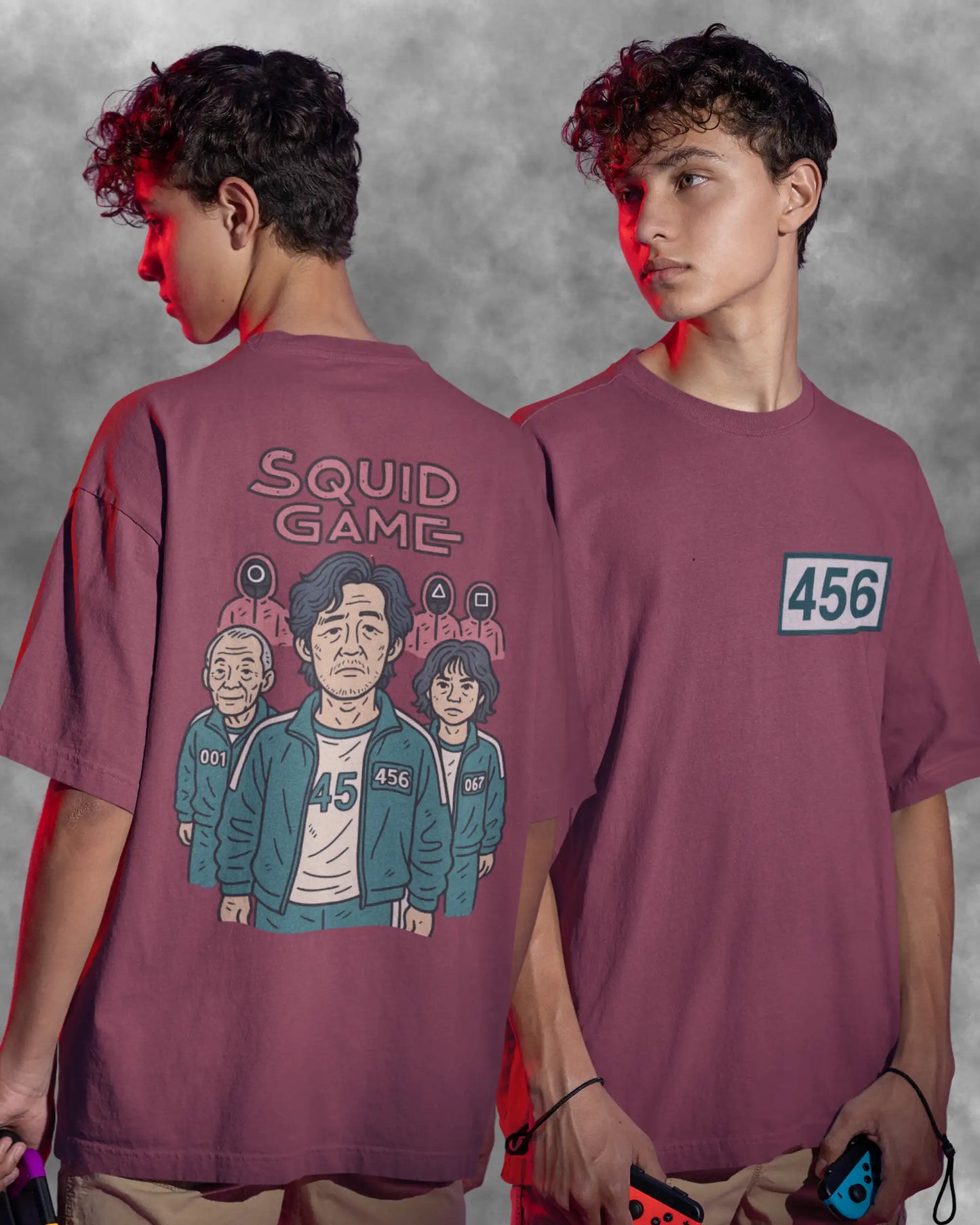 Squid Game Player 456 Oversized T-Shirt | Front & Back Design | Premium 180 GSM