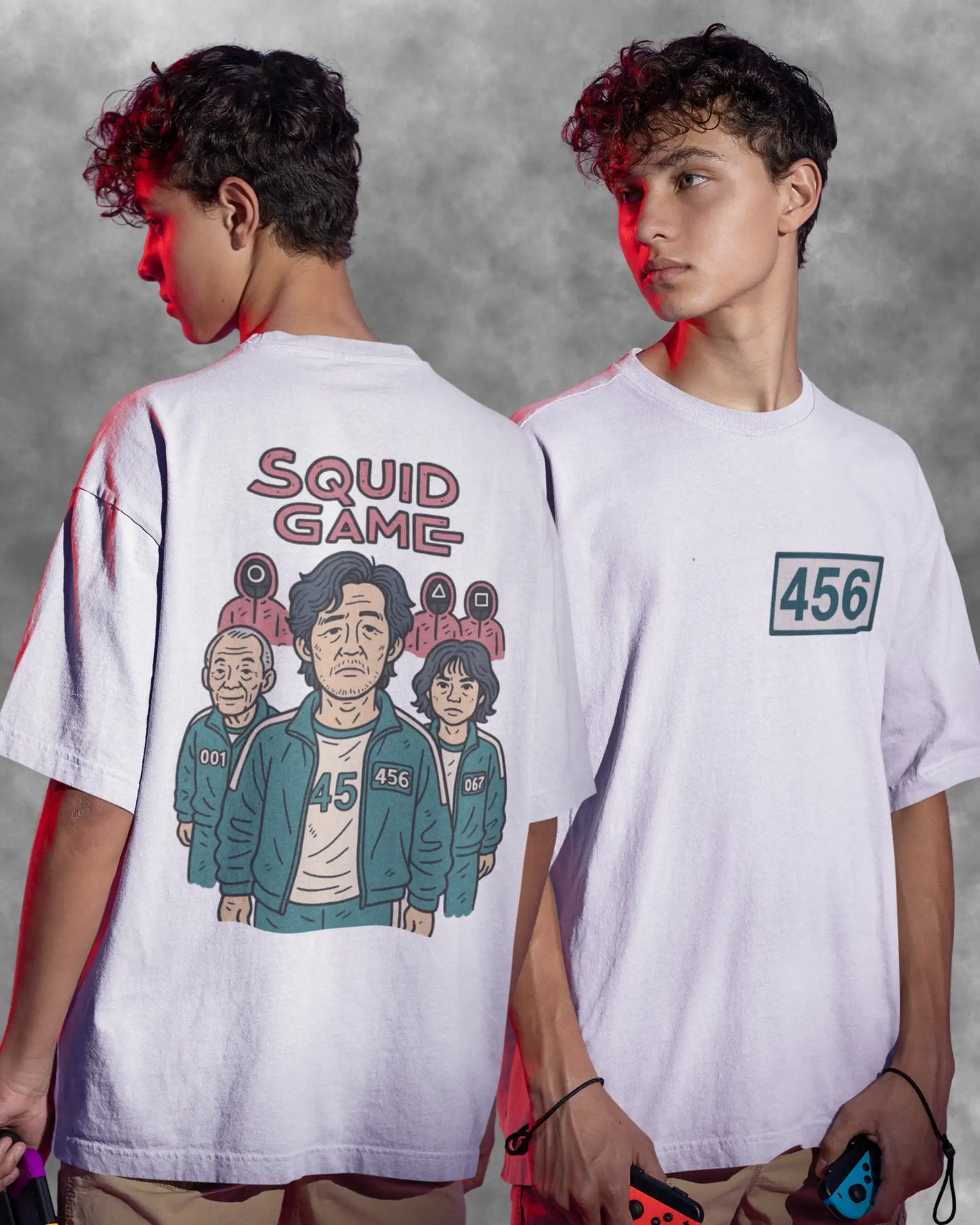 Squid Game Player 456 Oversized T-Shirt | Front & Back Design | Premium 180 GSM