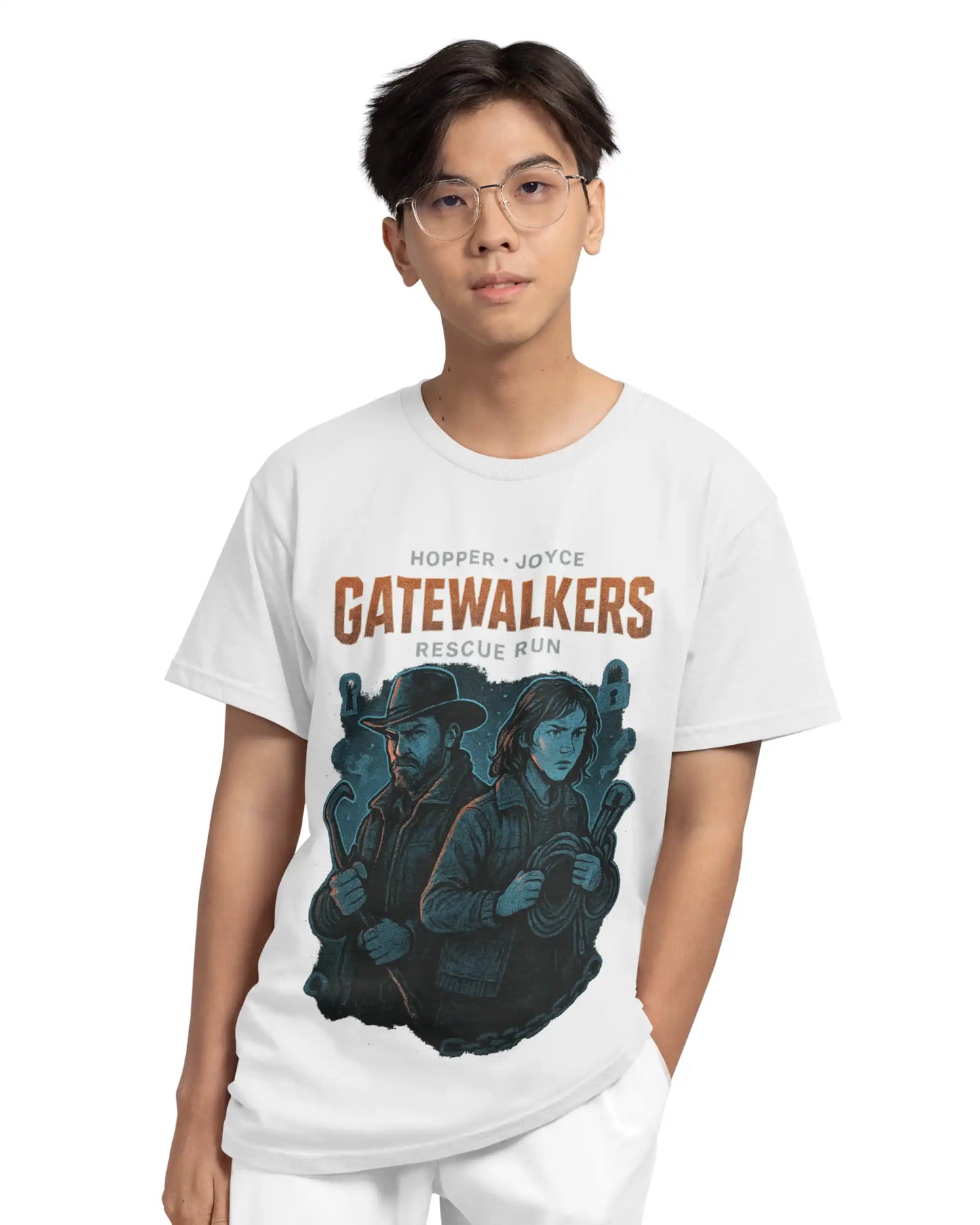 Stranger Things Gatewalkers Plus Size T-Shirt | Hopper & Joyce Graphic Tee | Multi-Fit 180 GSM | Sā7XL