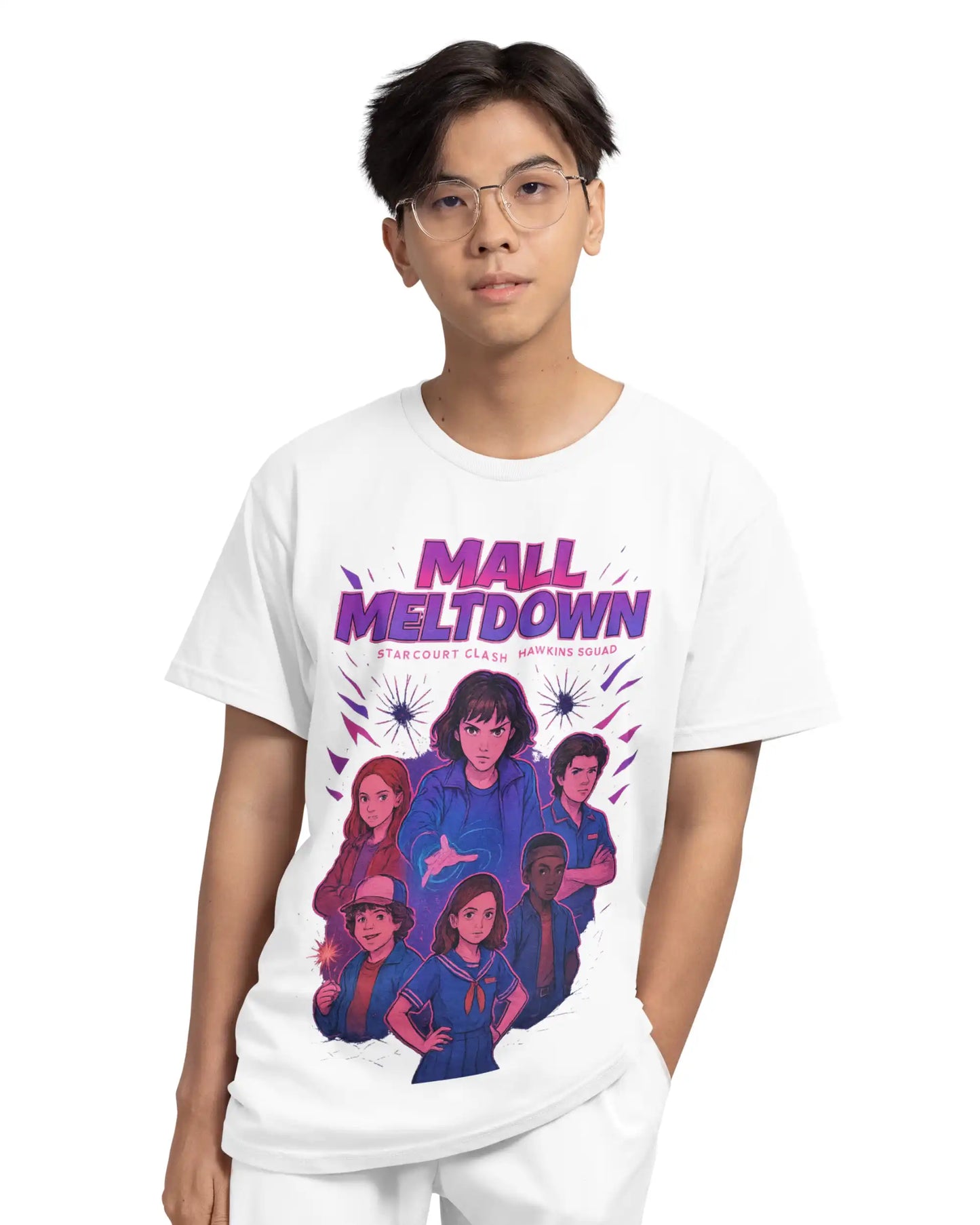 Stranger Things Hawkins Squad Plus Size T-Shirt | Mall Meltdown Graphic Tee | Multi-Fit 180 GSM | Sā7XL
