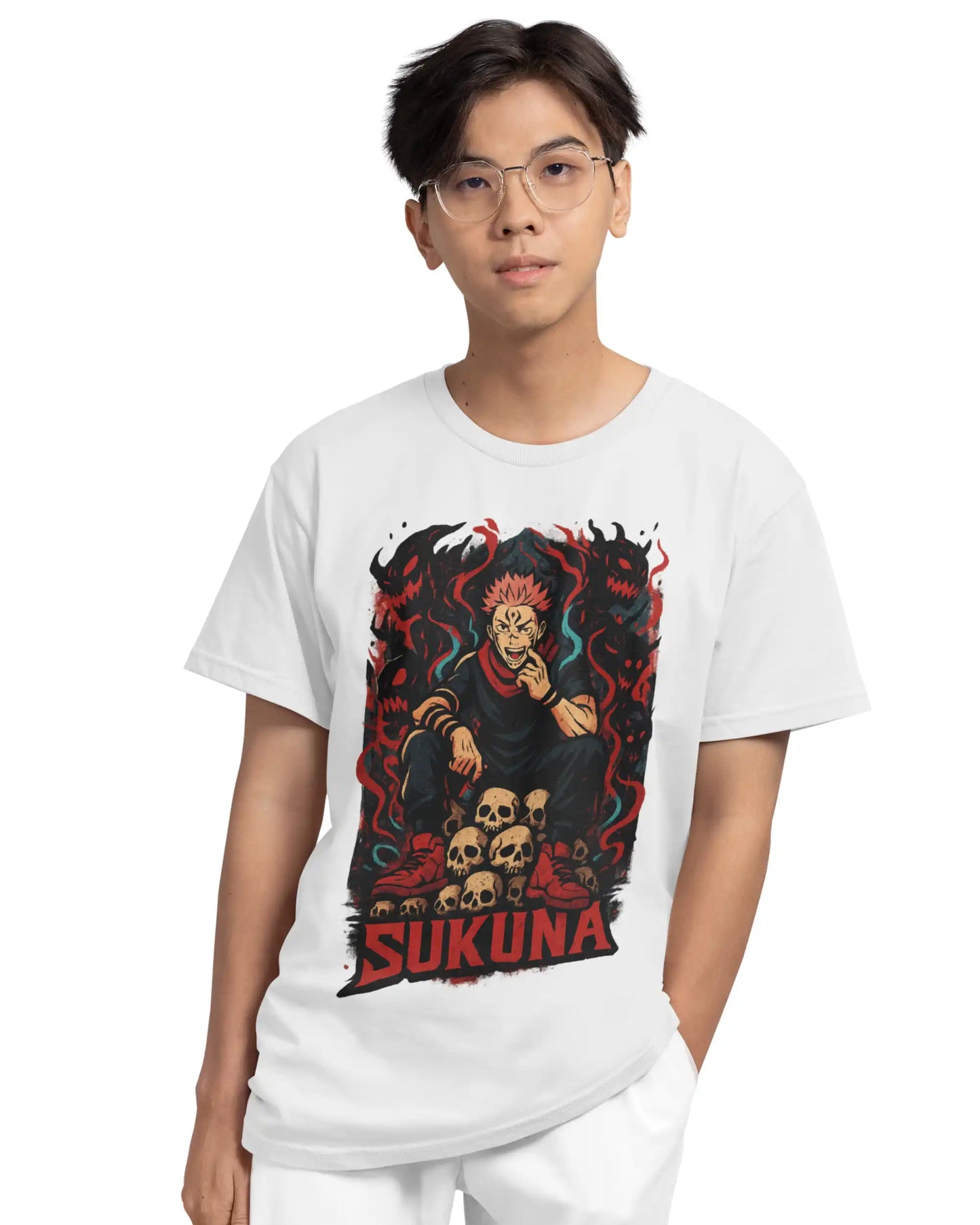 Sukuna Plus-Size T-Shirt | 180 GSM Jujutsu Kaisen Anime Tee S–7XL | AWBlack