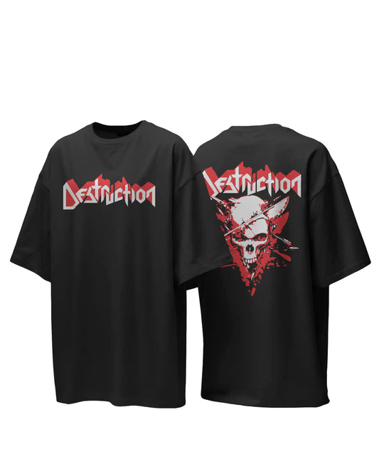 Destruction Oversized T-Shirt | Heavy Metal Rock Band Graphic Tee | 240 GSM Cotton | XS-2XL | AWBlack