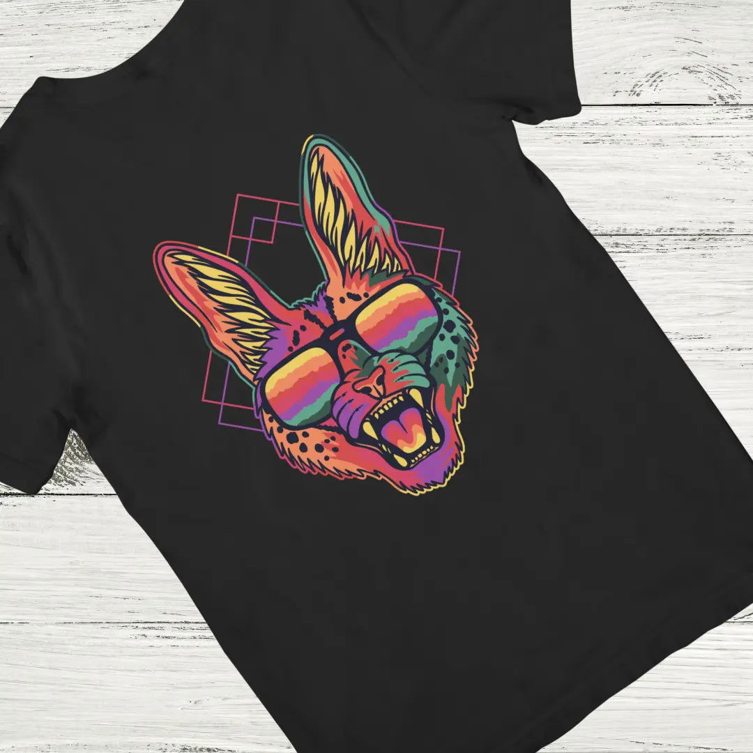 AWBlack plus size tshirt black neon serval cat graphic cotton oversized retro disco streetwear India