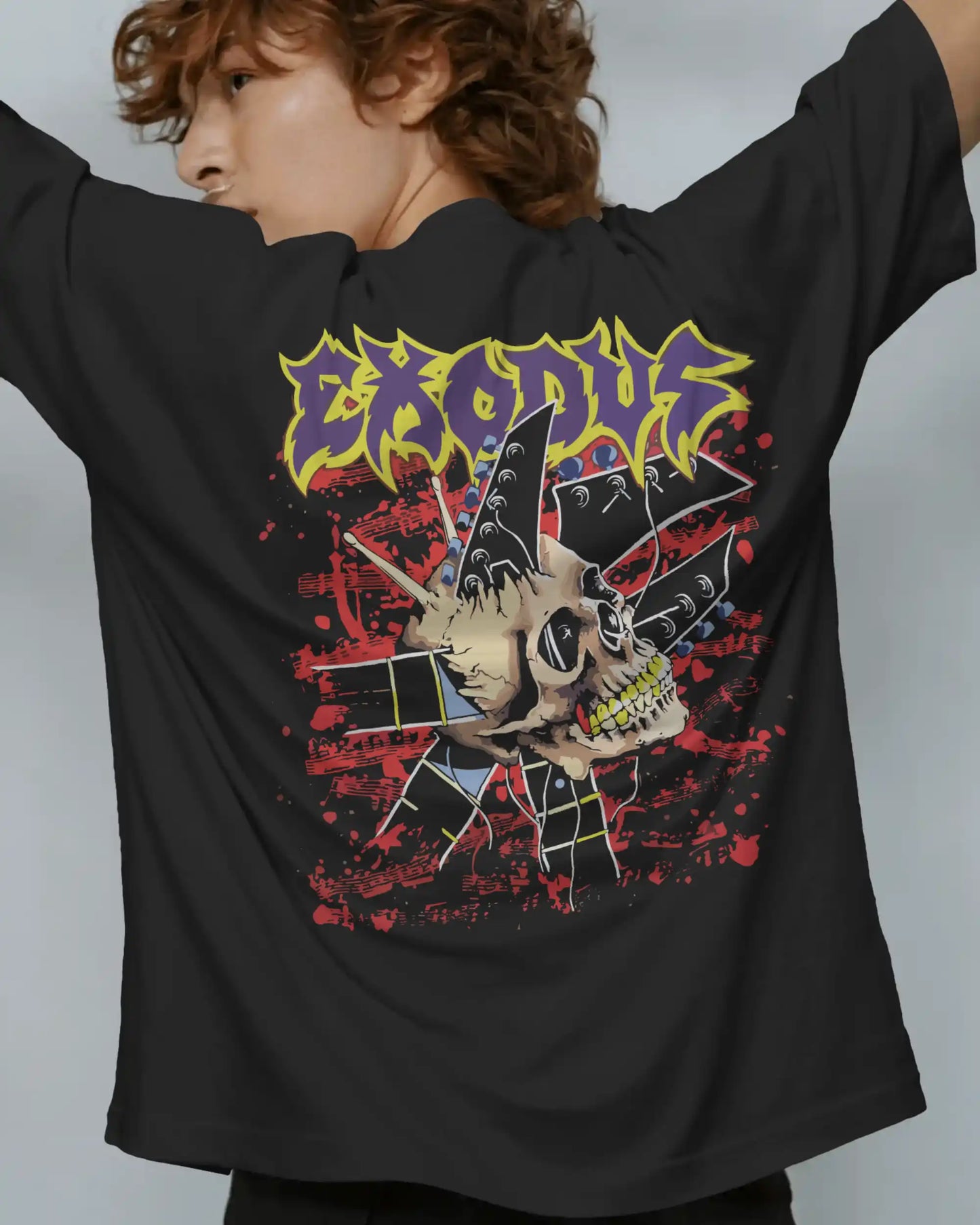Exodus Oversized T-Shirt | Heavy Metal Rock Band Graphic Tee | 240 GSM Cotton | XS-2XL | AWBlack