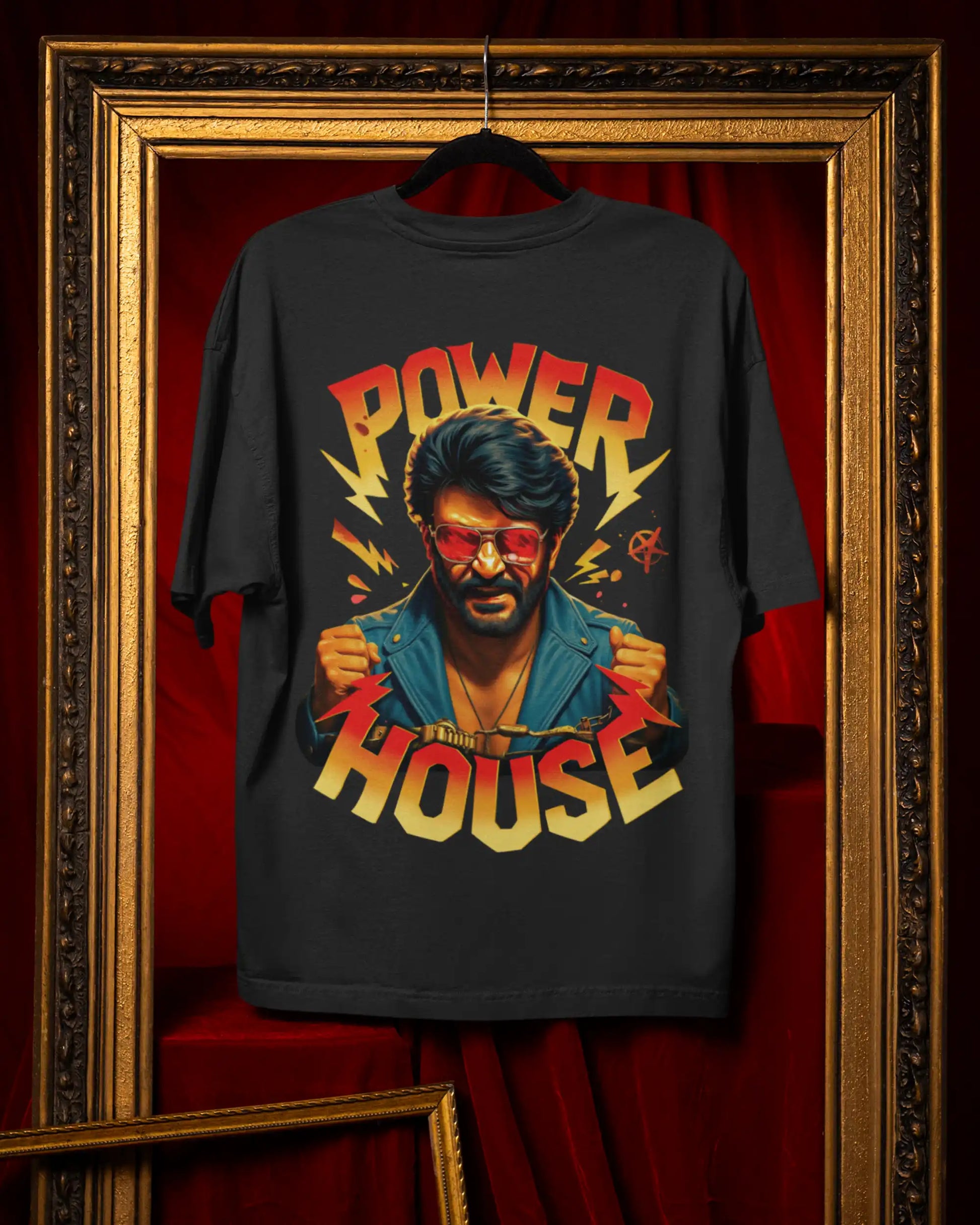 AWBlack rajinikanth-power-house-coolie-graphic-tshirt