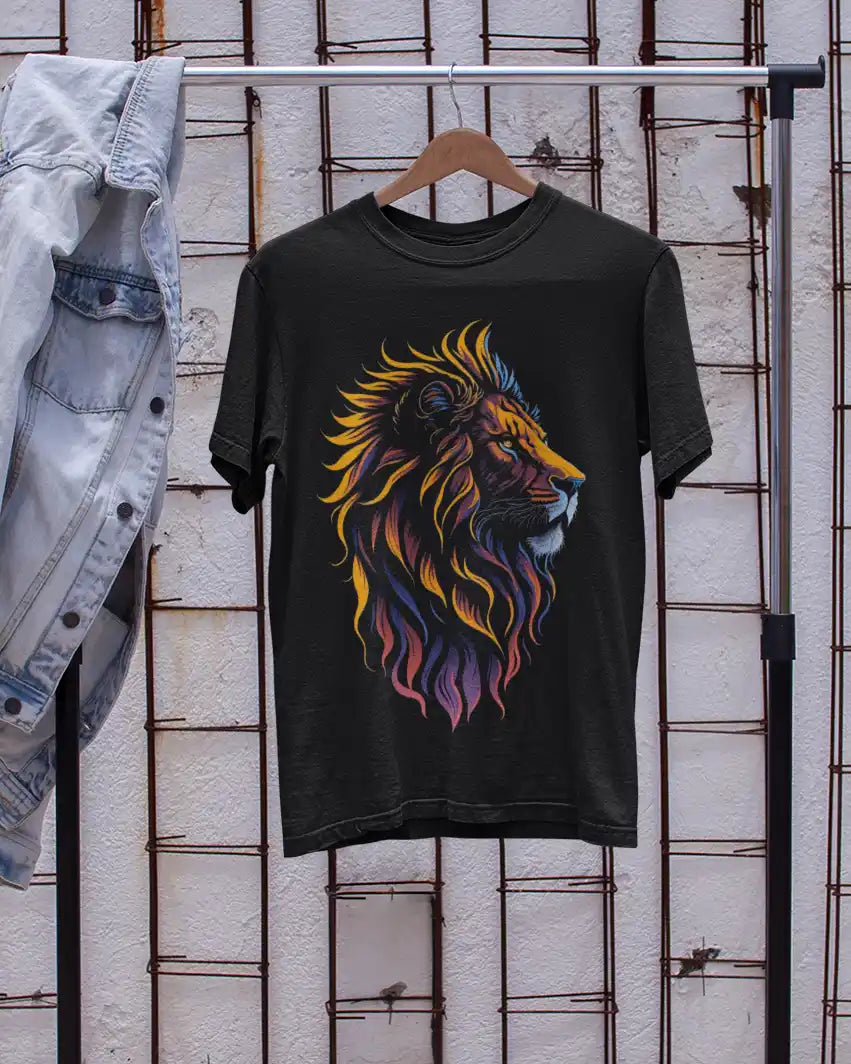 Majesty Lion Plus-Size T-Shirt | Multi-Fit 180 GSM Premium Cotton Graphic Tee S–7XL | AWBlack