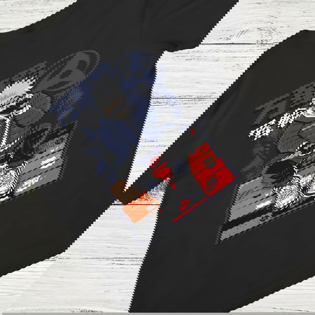 Trendy Kakashi Naruto's Stylish Sensei with Branded Shoe Collection - Premium Black Tshirt - AWBlack