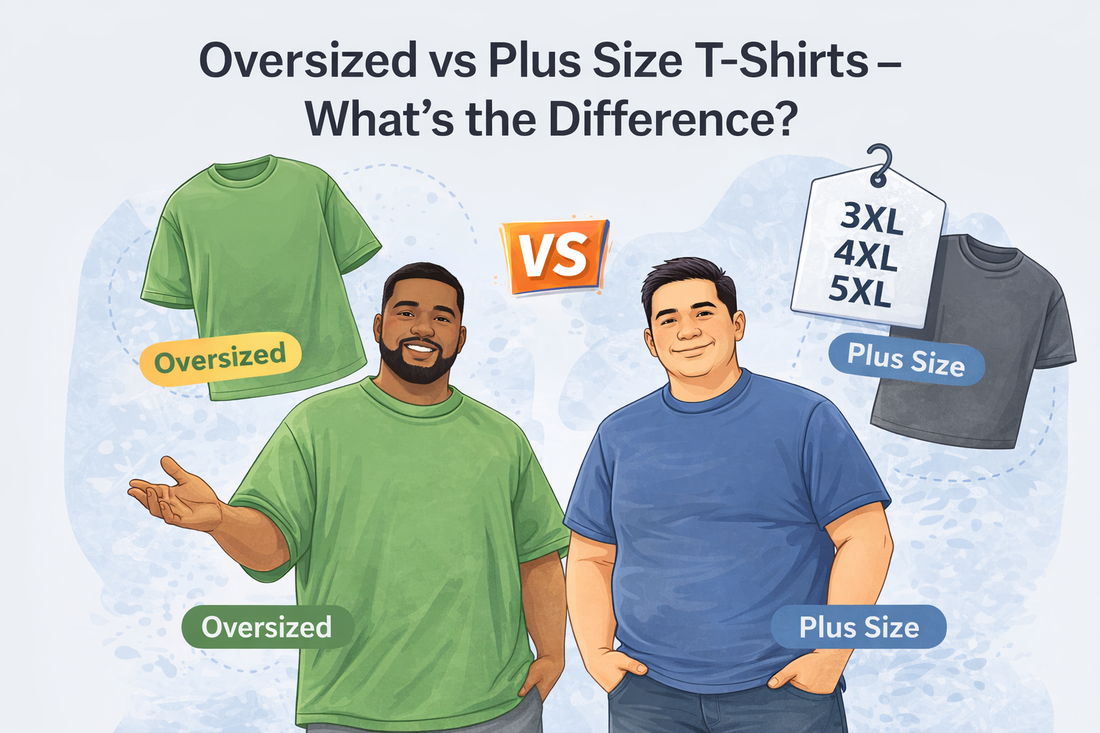 Oversized vs plus size t shirts difference explained for men extended size fashion AWBlack
