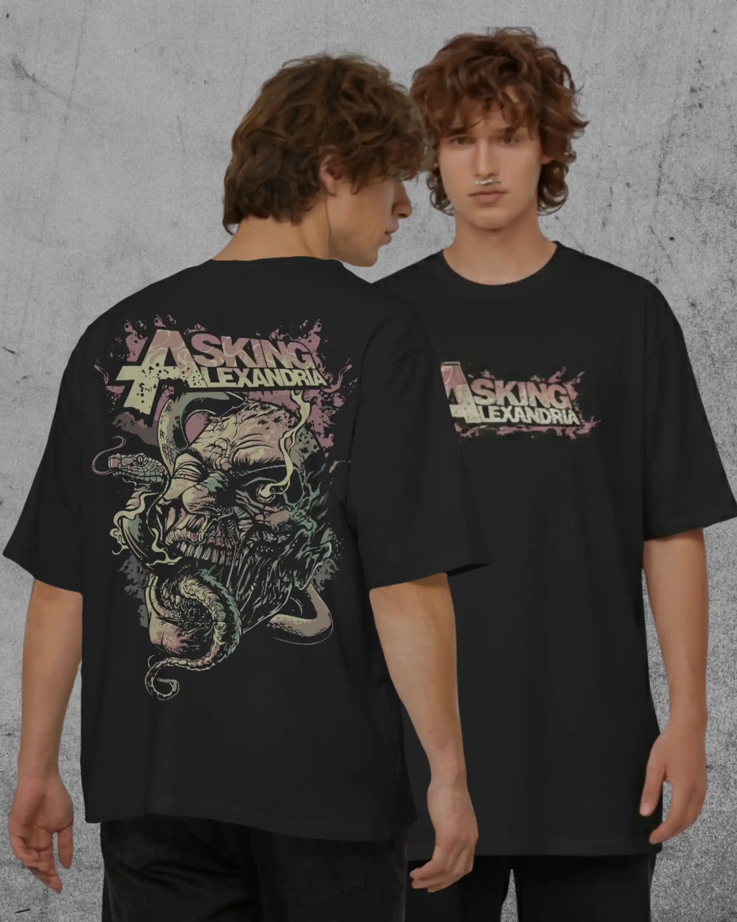 Asking Alexandria graphic plus size tshirt in black oversized fit – AWBlack 240 GSM