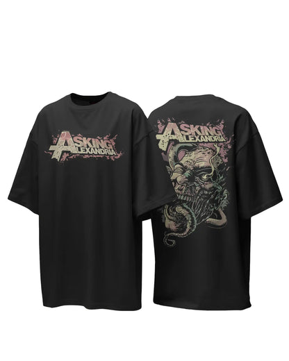 Asking Alexandria graphic plus size tshirt in black oversized fit – AWBlack 240 GSM