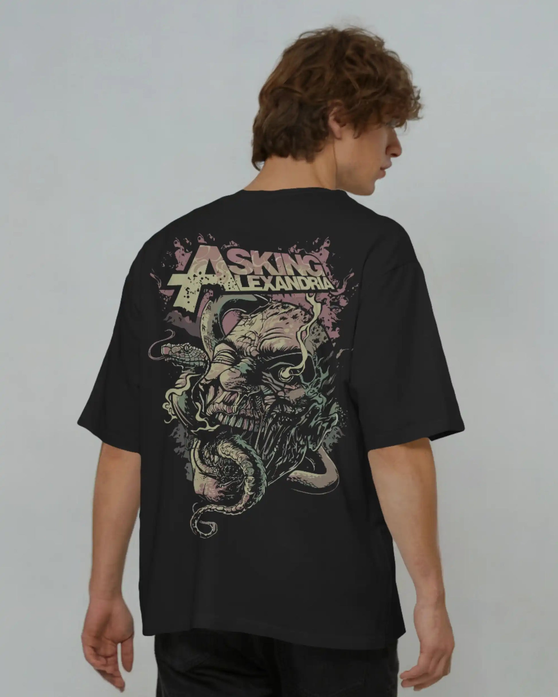 Asking Alexandria graphic plus size tshirt in black oversized fit – AWBlack 240 GSM