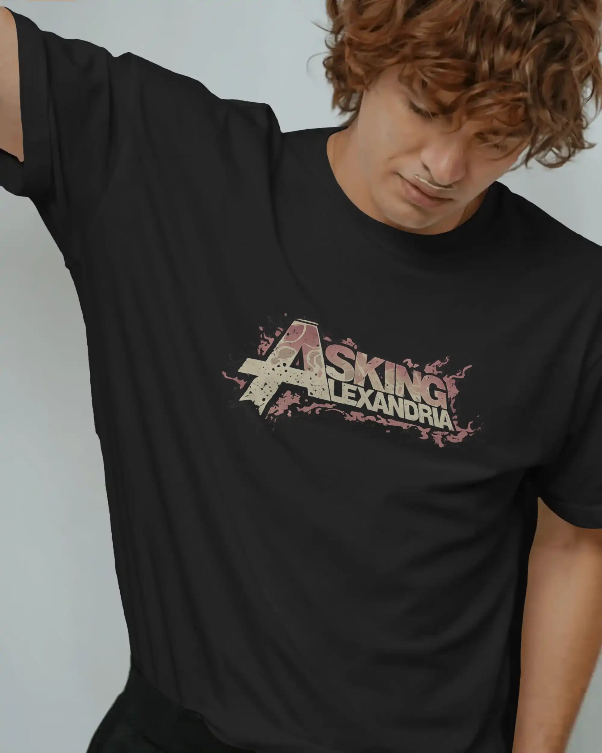 Asking Alexandria logo plus size tshirt in black oversized fit – AWBlack 240 GSM