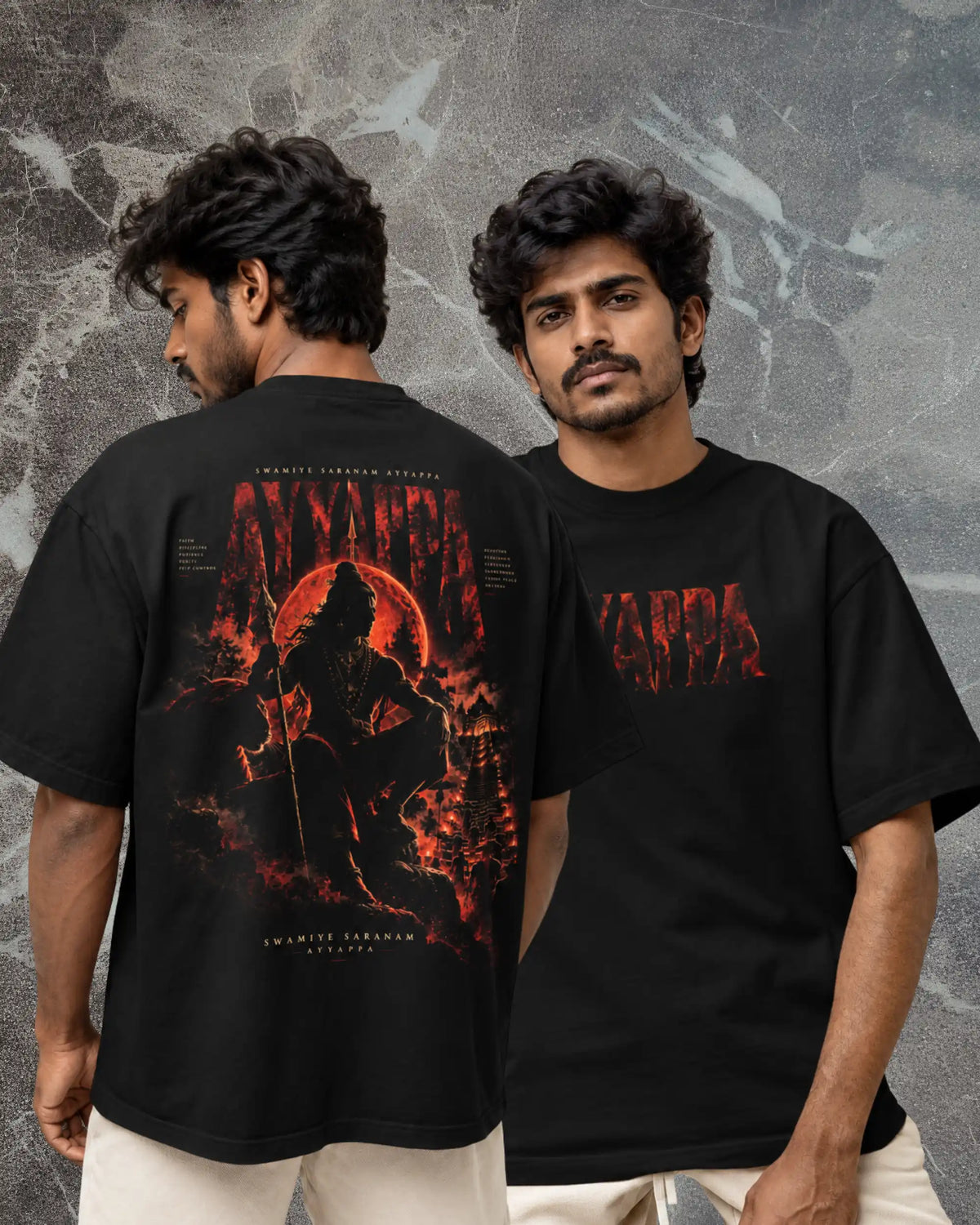 🔥🛕 Ayyappa Divine Warrior Plus-Size T-Shirt – Mythology Graphic Tee | 180 GSM Cotton S–7XL | AWBlack
