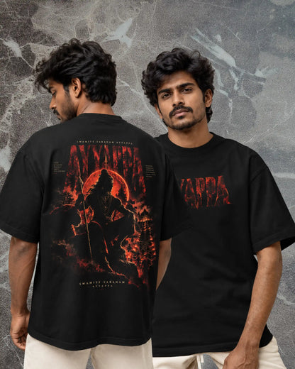 🔥🛕 Ayyappa Divine Warrior Plus-Size T-Shirt – Mythology Graphic Tee | 180 GSM Cotton S–7XL | AWBlack