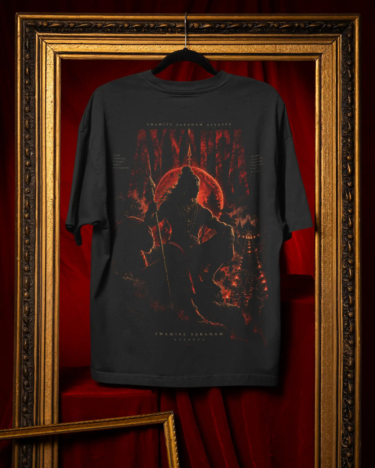 🔥🛕 Ayyappa Divine Warrior Plus-Size T-Shirt – Mythology Graphic Tee | 180 GSM Cotton S–7XL | AWBlack