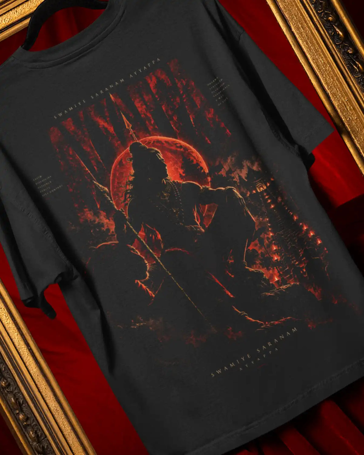 🔥🛕 Ayyappa Divine Warrior Plus-Size T-Shirt – Mythology Graphic Tee | 180 GSM Cotton S–7XL | AWBlack