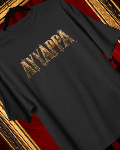 🔥🛕 Ayyappa Gold Legacy Plus-Size T-Shirt – Mythology Graphic Tee | 180 GSM Cotton S–7XL | AWBlack
