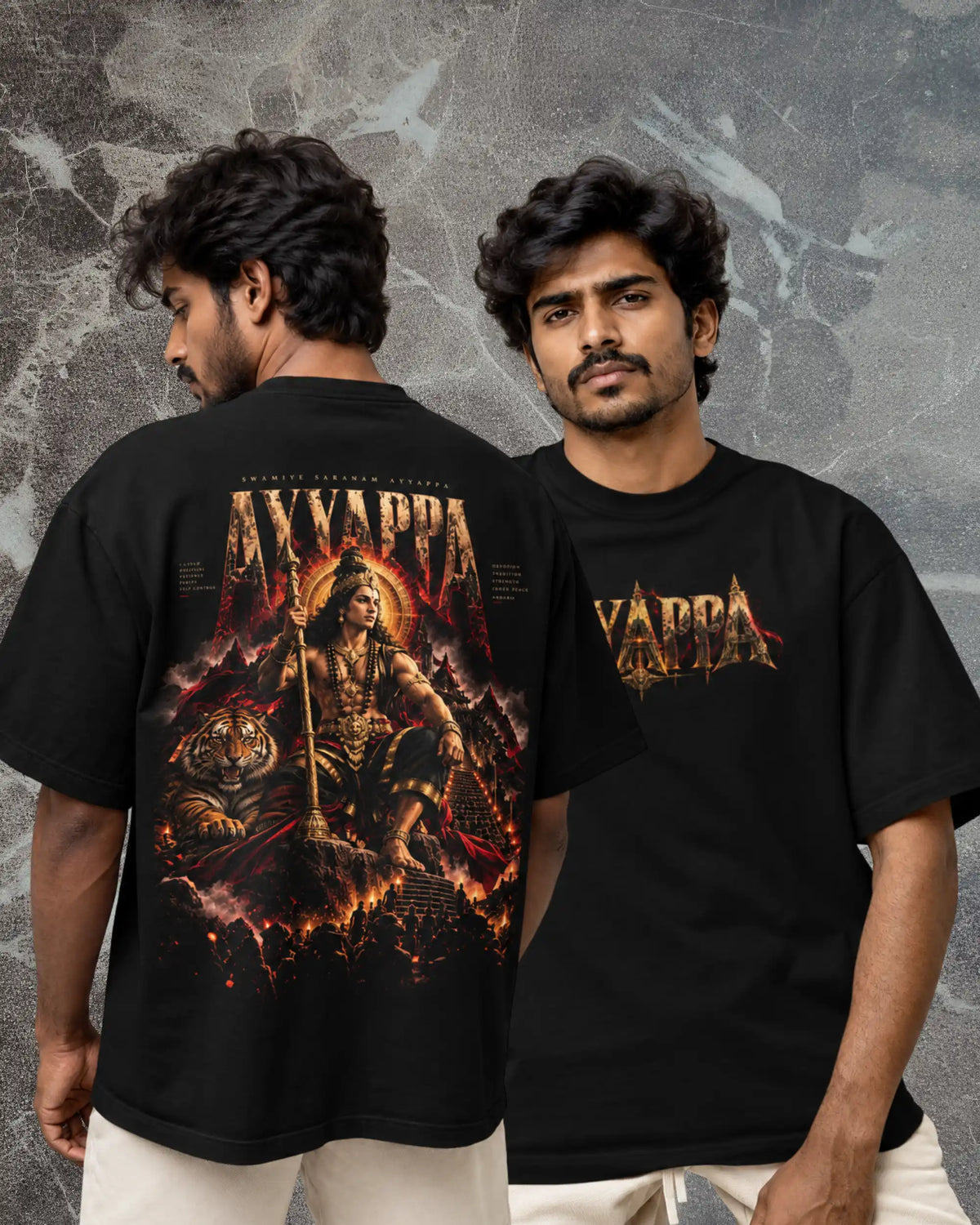 🔥🛕 Ayyappa Sacred Power Plus-Size T-Shirt – Mythology Graphic Tee | 180 GSM Cotton S–7XL | AWBlack