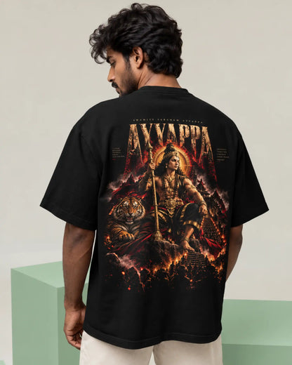 🔥🛕 Ayyappa Sacred Power Plus-Size T-Shirt – Mythology Graphic Tee | 180 GSM Cotton S–7XL | AWBlack