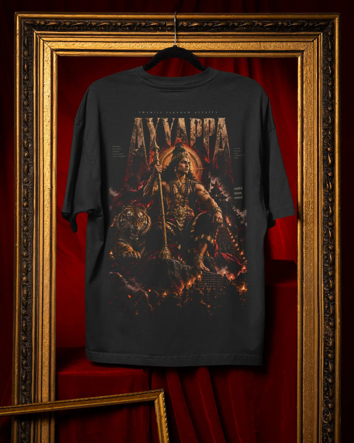 🔥🛕 Ayyappa Sacred Power Plus-Size T-Shirt – Mythology Graphic Tee | 180 GSM Cotton S–7XL | AWBlack