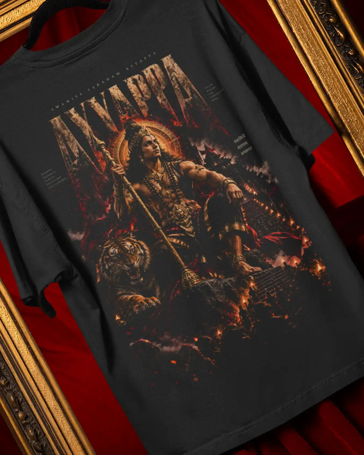 🔥🛕 Ayyappa Sacred Power Plus-Size T-Shirt – Mythology Graphic Tee | 180 GSM Cotton S–7XL | AWBlack