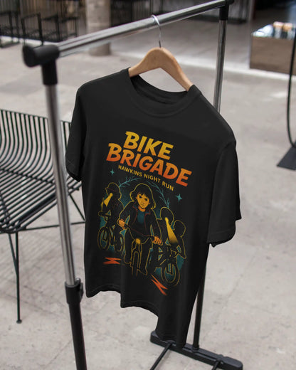 Bike Brigade Stranger Things Hawkins Night Run T-Shirt  | Multi-Fit Premium 180 GSM | S-7XL
