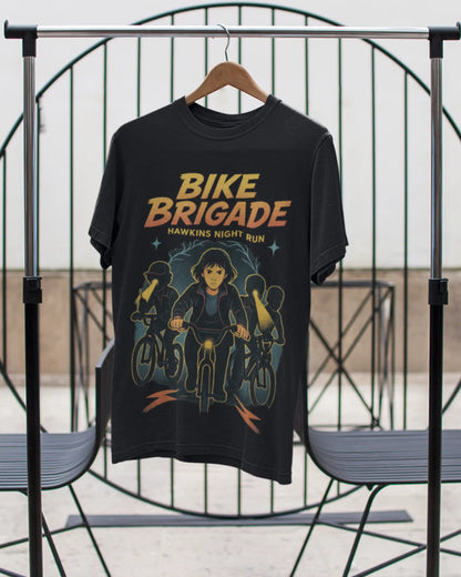 Bike Brigade Stranger Things Hawkins Night Run T-Shirt  | Multi-Fit Premium 180 GSM | S-7XL