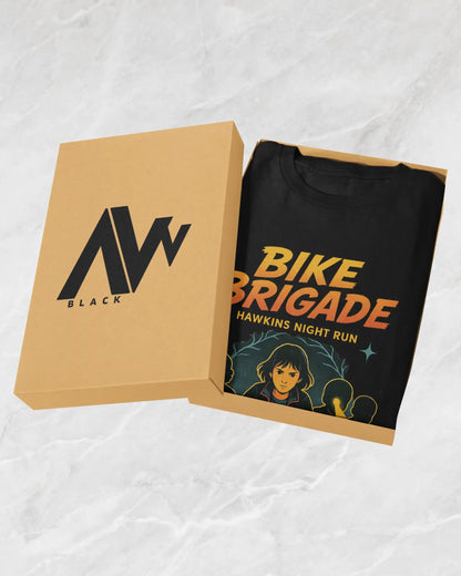 Bike Brigade Stranger Things Hawkins Night Run T-Shirt  | Multi-Fit Premium 180 GSM | S-7XL