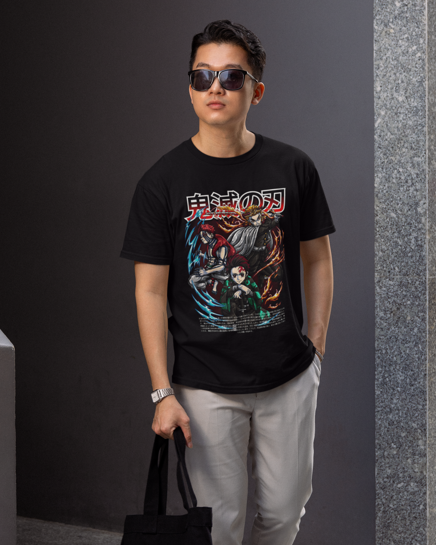 Clash of Legends – Demon Warrior Trio Oversize | Regular Fit | Plus Size Premium Black T-Shirt | S to 7XL