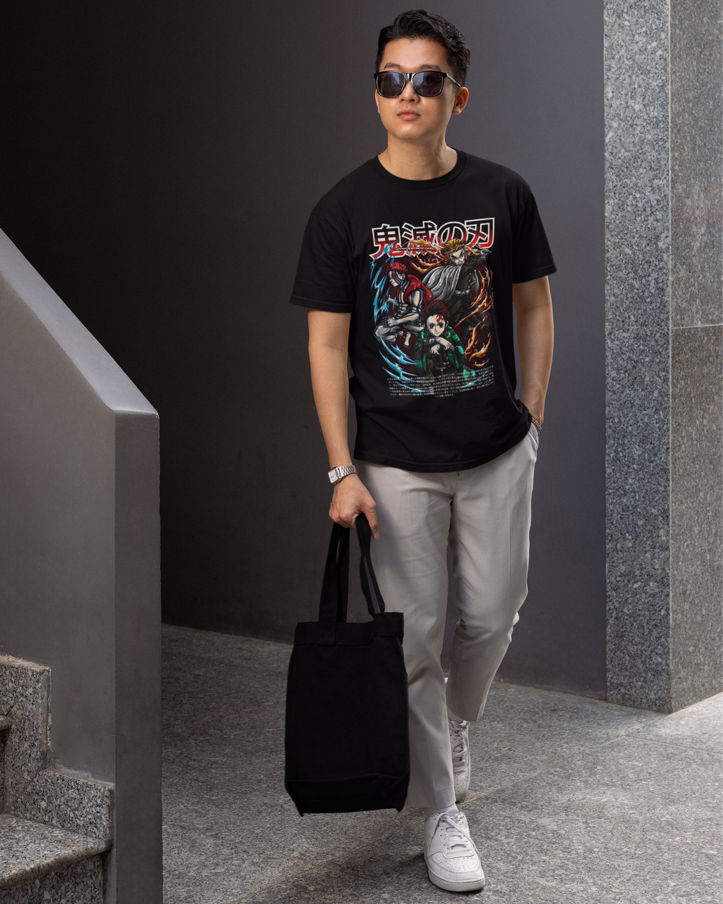 Clash of Legends – Demon Warrior Trio Oversize | Regular Fit | Plus Size Premium Black T-Shirt | S to 7XL
