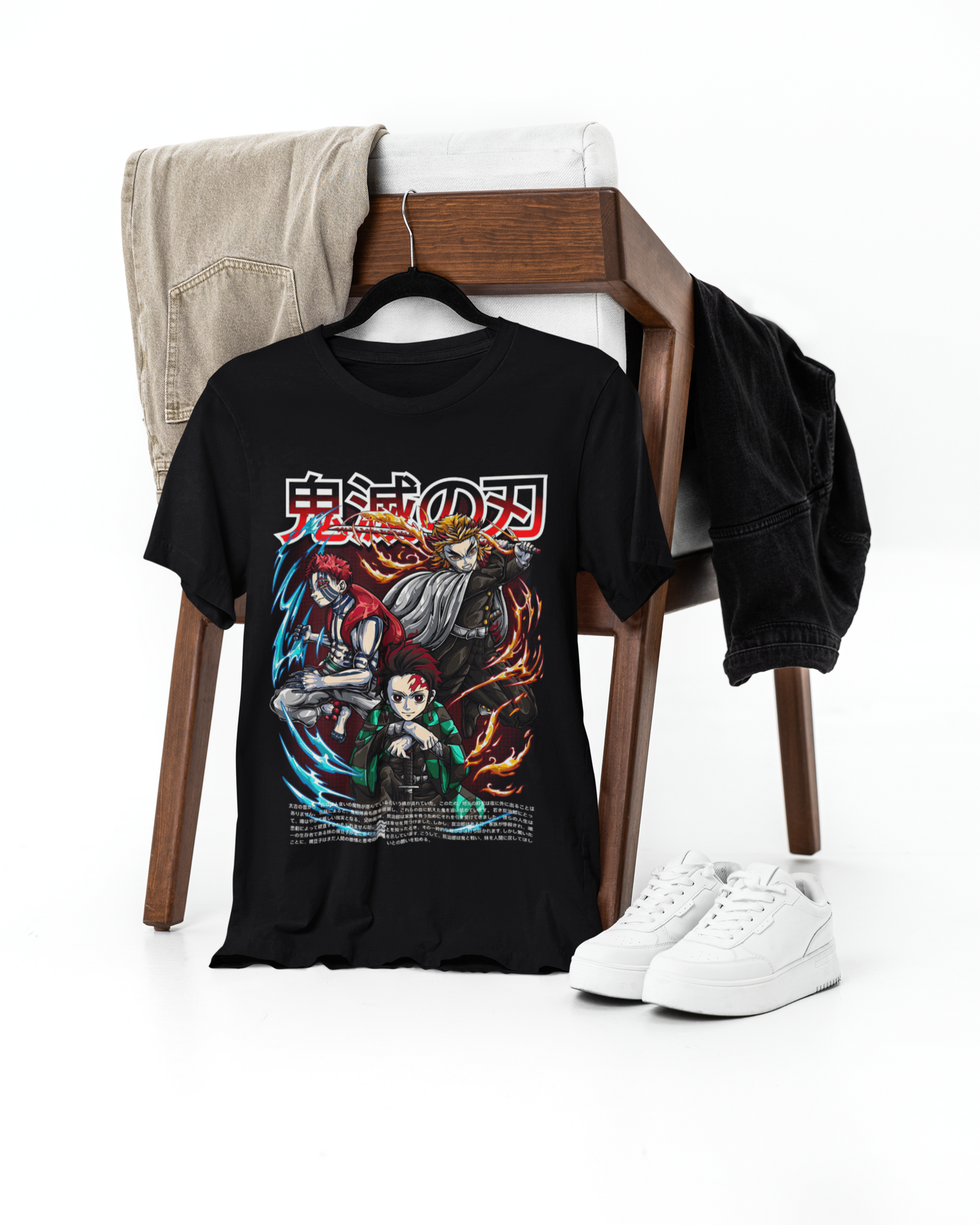 Clash of Legends – Demon Warrior Trio Oversize | Regular Fit | Plus Size Premium Black T-Shirt | S to 7XL