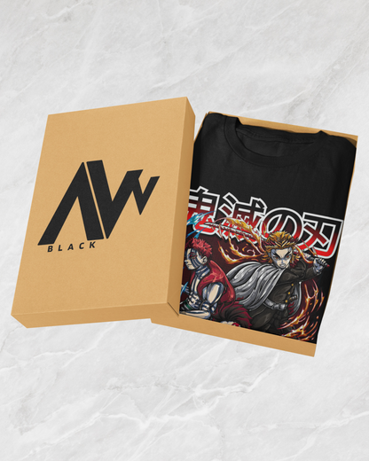 Clash of Legends – Demon Warrior Trio Oversize | Regular Fit | Plus Size Premium Black T-Shirt | S to 7XL