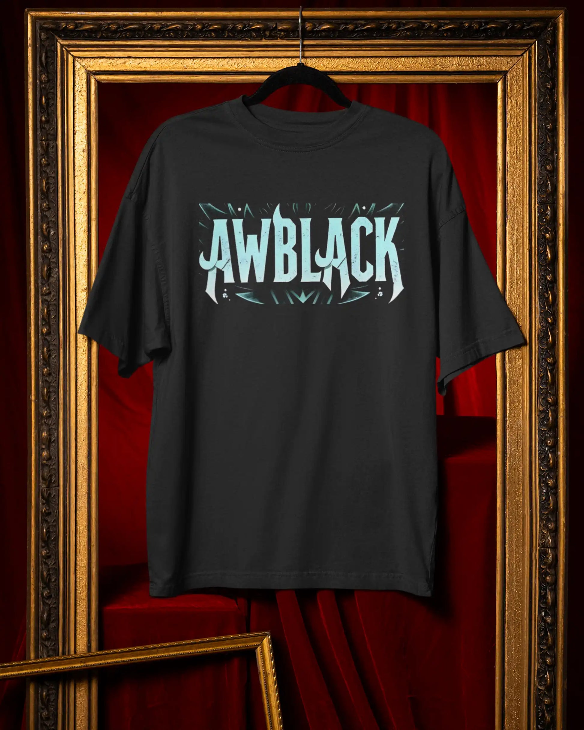 AWBlack devil horn graphic plus size tshirt in black oversized fit – 240 GSM