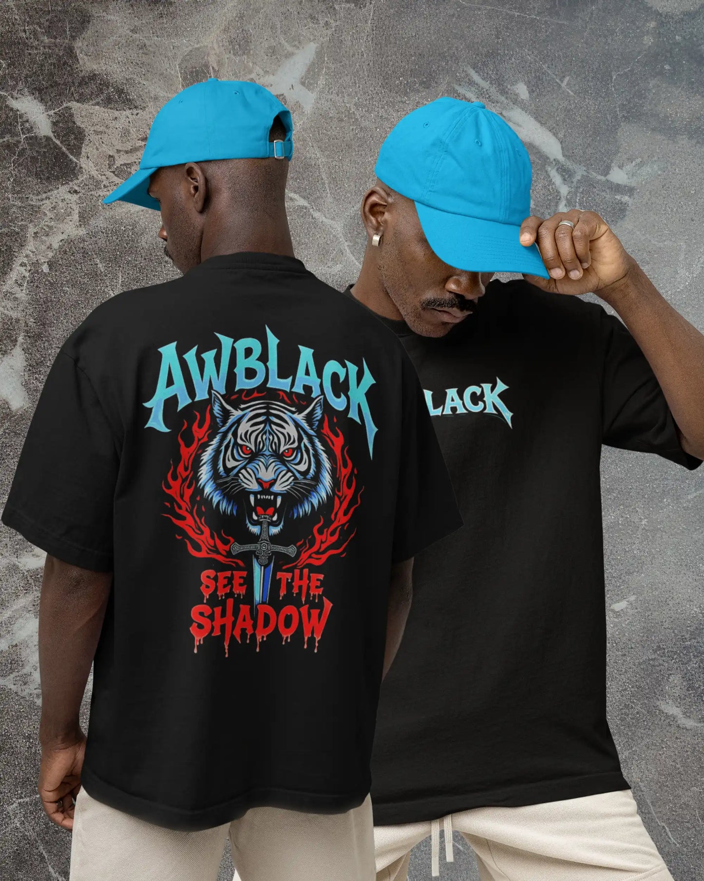 AWBlack fierce tiger graphic plus size tshirt in black oversized fit – 240 GSM