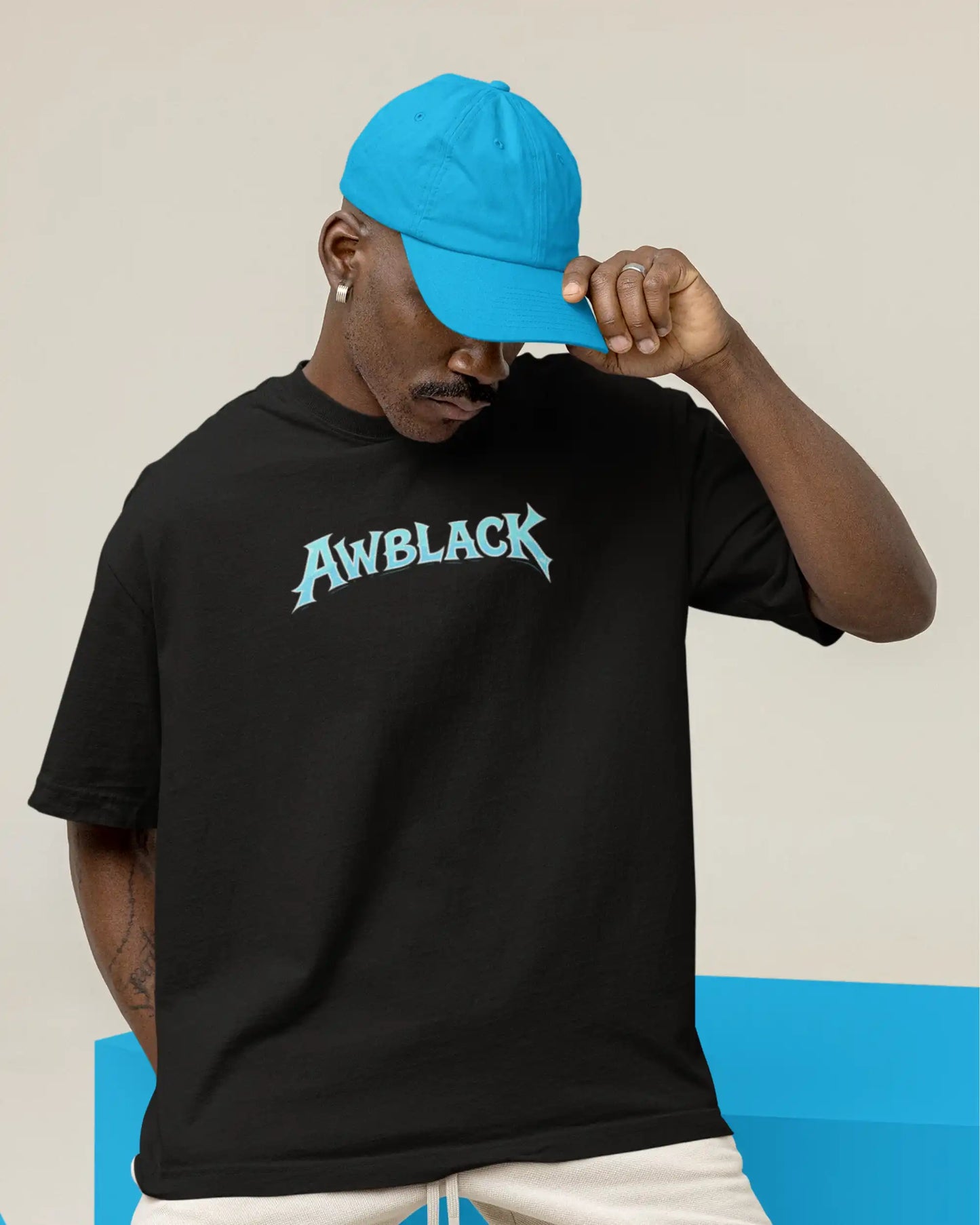 AWBlack logo plus size tshirt in black oversized fit – 240 GSM