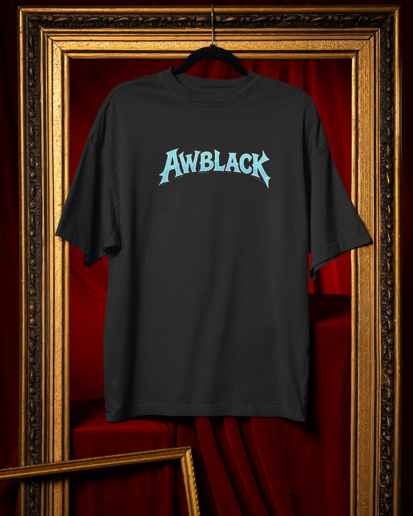 AWBlack logo plus size tshirt in black oversized fit – 240 GSM