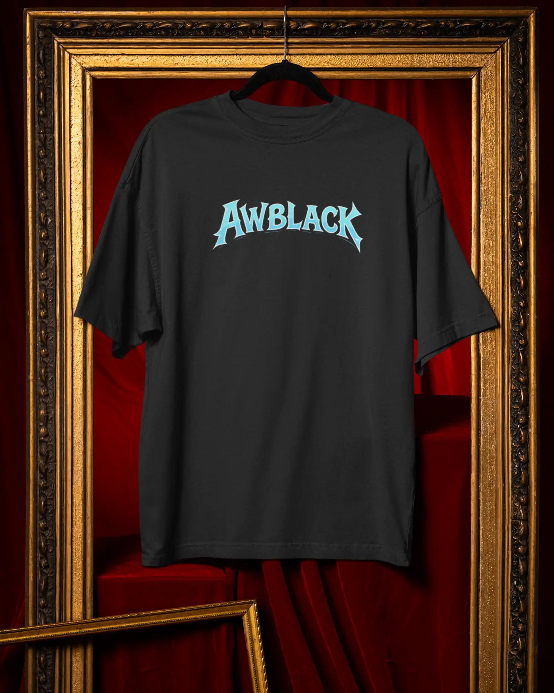 AWBlack logo plus size tshirt in black oversized fit – 240 GSM